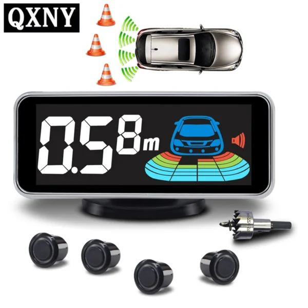 Car 4 Parking Sensor Kit Auto Vehicle Reverse Rear Backup Radar System Voice Buzzer Assistance Detector Reversing Parktronic 1