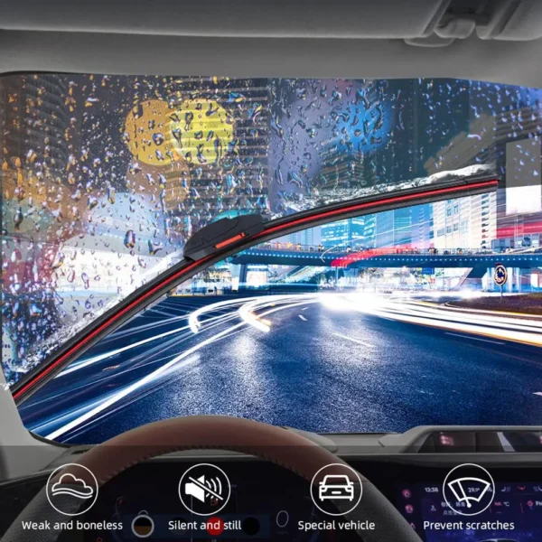 Car Windshield Wiper Blades Universal Water Repellent Wiper Blades Soft Double Layer Rubber Frameless Bracketless Car Wipers 2