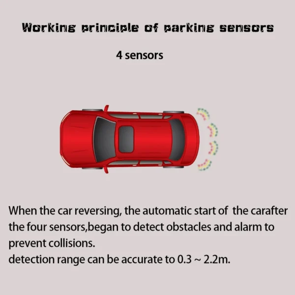 Car 4 Parking Sensor Kit Auto Vehicle Reverse Rear Backup Radar System Voice Buzzer Assistance Detector Reversing Parktronic 6
