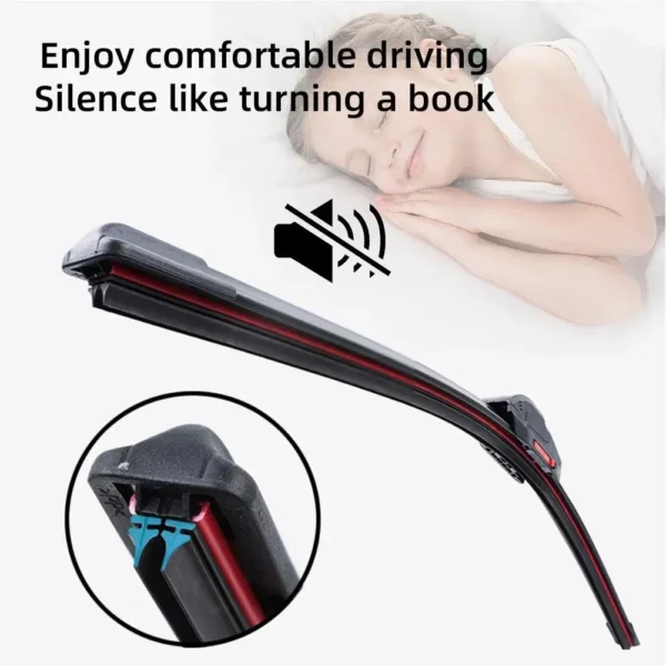 Car Windshield Wiper Blades Universal Water Repellent Wiper Blades Soft Double Layer Rubber Frameless Bracketless Car Wipers 3