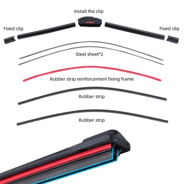 Car Windshield Wiper Blades Universal Water Repellent Wiper Blades Soft Double Layer Rubber Frameless Bracketless Car Wipers 5