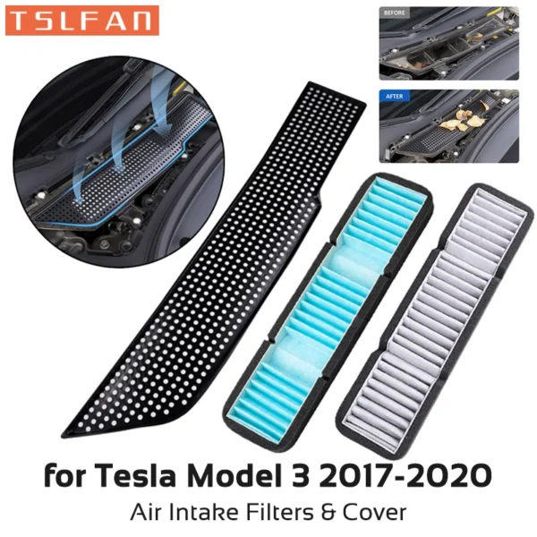 Air Intake Filters for Tesla Model 3 2017-2020 Grille Cover Inlet Vent Protector Internal External Flow Protection Accessories 1