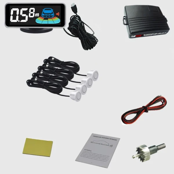 Car 4 Parking Sensor Kit Auto Vehicle Reverse Rear Backup Radar System Voice Buzzer Assistance Detector Reversing Parktronic 5