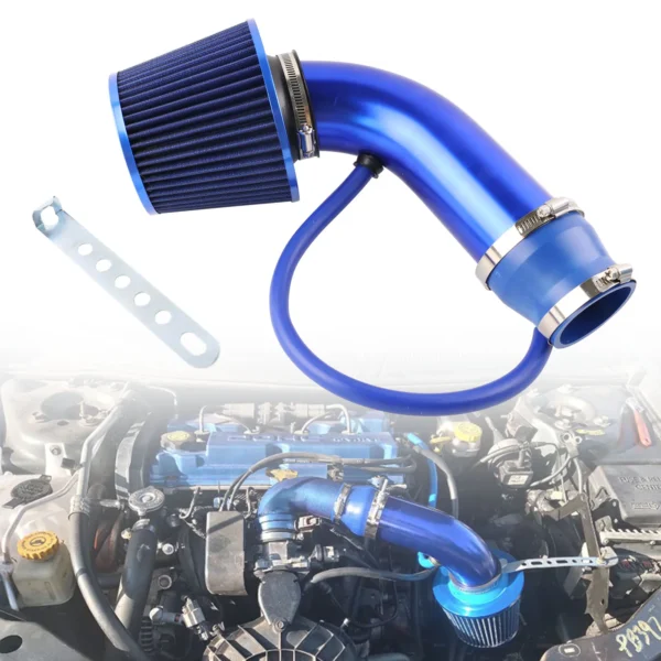 Universal 76mm Car Racing Cold Air Intake System Turbo Induction Pipe Tube Kit Aluminum With Cone Air Filter Inlet 1