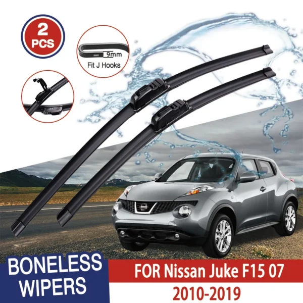 For Nissan Juke F15 07 2010-2019 Car Windshield Wiper U-type Soft Rubber Frameless Bracketless HD Car Wipers 22 1
